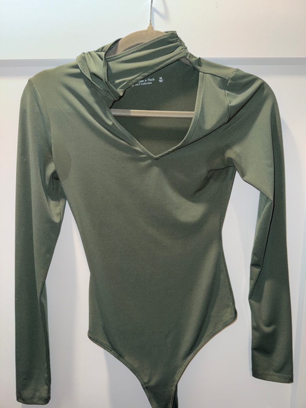 Abercrombie & Fitch Olive Green Hooded Long-Sleeve Bodysuit